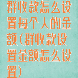 群收款怎么设置每个人的金额(群收款设置金额怎么设置)