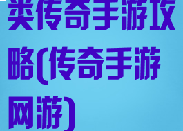 类传奇手游攻略(传奇手游网游)