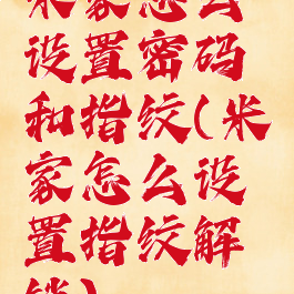 米家怎么设置密码和指纹(米家怎么设置指纹解锁)