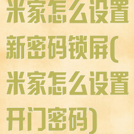 米家怎么设置新密码锁屏(米家怎么设置开门密码)