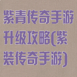 紫青传奇手游升级攻略(紫装传奇手游)