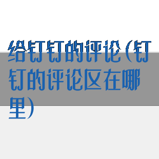 给钉钉的评论(钉钉的评论区在哪里)