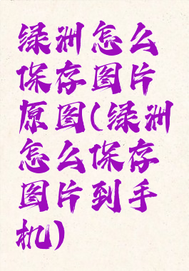 绿洲怎么保存图片原图(绿洲怎么保存图片到手机)