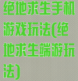 绝地求生手机游戏玩法(绝地求生端游玩法)