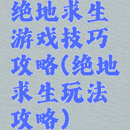 绝地求生游戏技巧攻略(绝地求生玩法攻略)