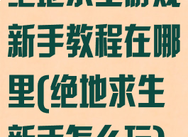 绝地求生游戏新手教程在哪里(绝地求生新手怎么玩)