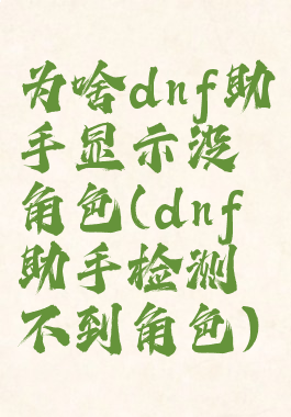 为啥dnf助手显示没角色(dnf助手检测不到角色)