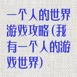 一个人的世界游戏攻略(我有一个人的游戏世界)