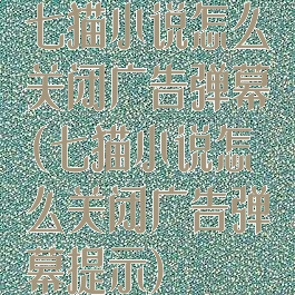 七猫小说怎么关闭广告弹幕(七猫小说怎么关闭广告弹幕提示)