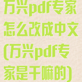 万兴pdf专家怎么改成中文(万兴pdf专家是干嘛的)