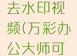 万彩办公大师怎么去水印视频(万彩办公大师可以编辑pdf吗)