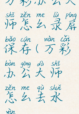 万彩办公大师怎么录屏保存(万彩办公大师怎么去水印)