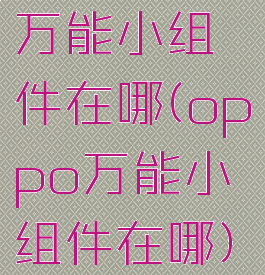 万能小组件在哪(oppo万能小组件在哪)