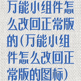 万能小组件怎么改回正常版的(万能小组件怎么改回正常版的图标)