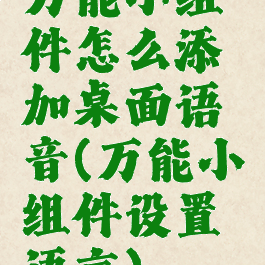 万能小组件怎么添加桌面语音(万能小组件设置语言)