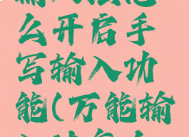 万能拼音输入法怎么开启手写输入功能(万能输入法怎么设置)