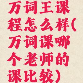 万词王课程怎么样(万词课哪个老师的课比较)