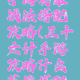 三十六计手游英雄战法搭配攻略(三十六计手游攻略什么英雄搭配好)