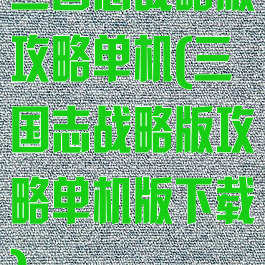 三国志战略版攻略单机(三国志战略版攻略单机版下载)