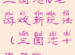 三国志10老游戏新玩法(三国志十怎么玩)