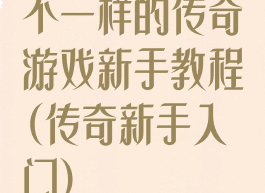 不一样的传奇游戏新手教程(传奇新手入门)