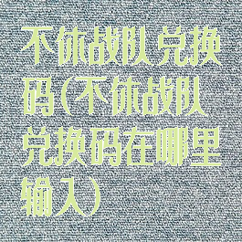 不休战队兑换码(不休战队兑换码在哪里输入)