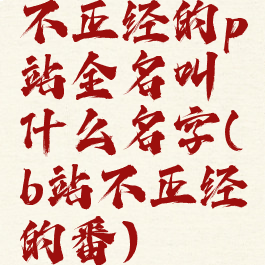 不正经的p站全名叫什么名字(b站不正经的番)