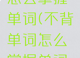 不背单词怎么掌握单词(不背单词怎么掌握单词词汇量)