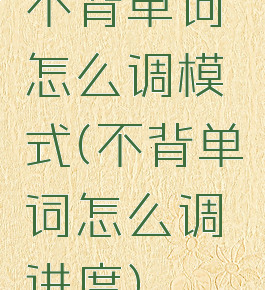 不背单词怎么调模式(不背单词怎么调进度)