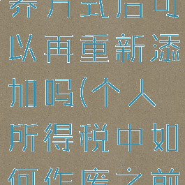 个税怎么作废之前的赡养方式后可以再重新添加吗(个人所得税中如何作废之前填报的赡养老人记录)