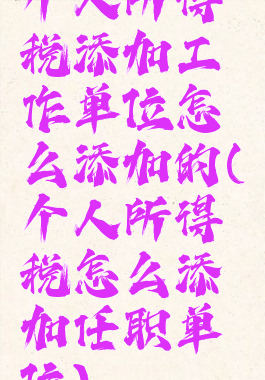 个人所得税添加工作单位怎么添加的(个人所得税怎么添加任职单位)