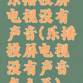 乐播投屏电视没有声音(乐播投屏电视没有声音怎么弄)