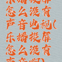 乐播投屏怎么没有声音电视(乐播投屏怎么没有声音啊)