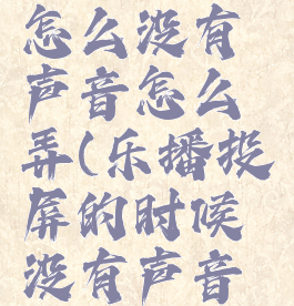 乐播投屏怎么没有声音怎么弄(乐播投屏的时候没有声音怎么办)