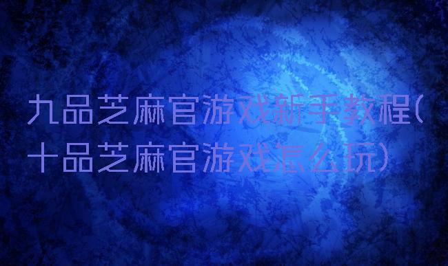 九品芝麻官游戏新手教程(十品芝麻官游戏怎么玩)