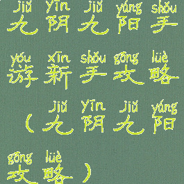 九阴九阳手游新手攻略(九阴九阳攻略)