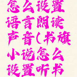 书旗小说怎么设置语言朗读声音(书旗小说怎么设置听书声音)