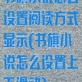 书旗小说怎么设置阅读方式显示(书旗小说怎么设置上下滑动)