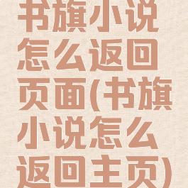 书旗小说怎么返回页面(书旗小说怎么返回主页)
