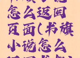 书旗小说怎么返回页面(书旗小说怎么返回书架)