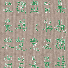 书旗小说怎么调出目录页码(书旗小说怎么调出目录页码显示)