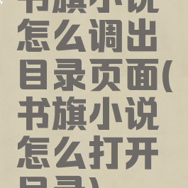 书旗小说怎么调出目录页面(书旗小说怎么打开目录)