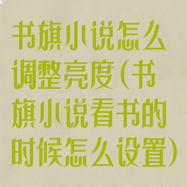 书旗小说怎么调整亮度(书旗小说看书的时候怎么设置)