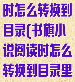 书旗小说阅读时怎么转换到目录(书旗小说阅读时怎么转换到目录里)