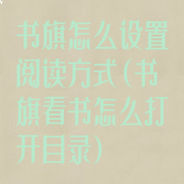 书旗怎么设置阅读方式(书旗看书怎么打开目录)
