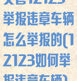 交管12123举报违章车辆怎么举报的(12123如何举报违章车辆)