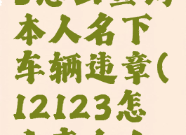 交管12123怎么查询本人名下车辆违章(12123怎么查个人名下车辆)