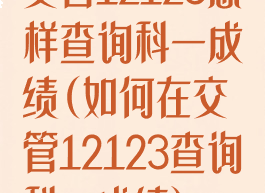 交管12123怎样查询科一成绩(如何在交管12123查询科一成绩)