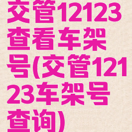 交管12123查看车架号(交管12123车架号查询)