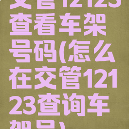 交管12123查看车架号码(怎么在交管12123查询车架号)